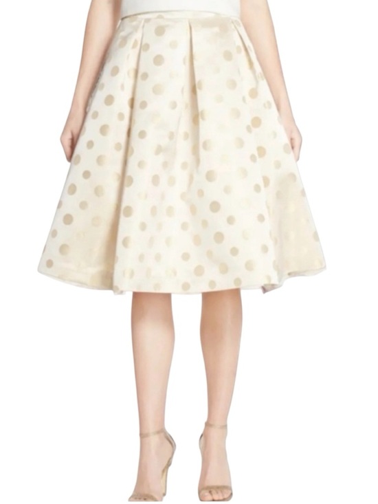 Eliza J Dresses & Skirts - Eliza J Cream full Skirt w/Metallic Gold Polka Dot Jacquard side pockets Size 12